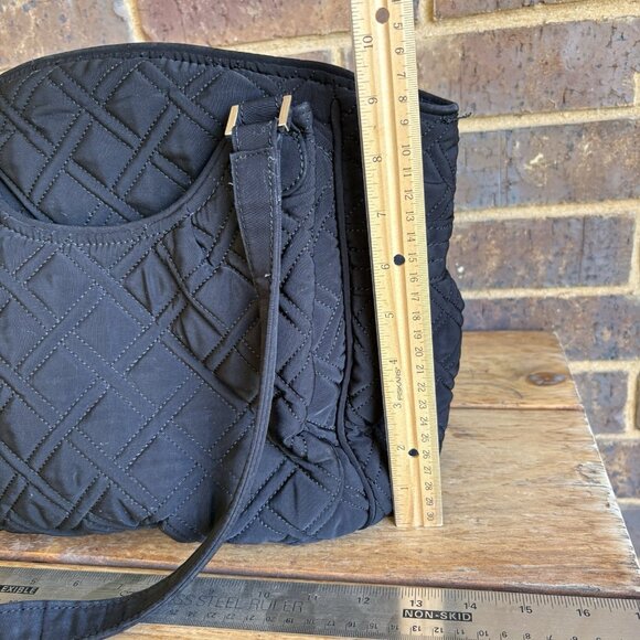 Vera Bradley Black Quilted Shoulder Bag Tote Purse Satchel READ DETAILS - Picture 10 of 16
